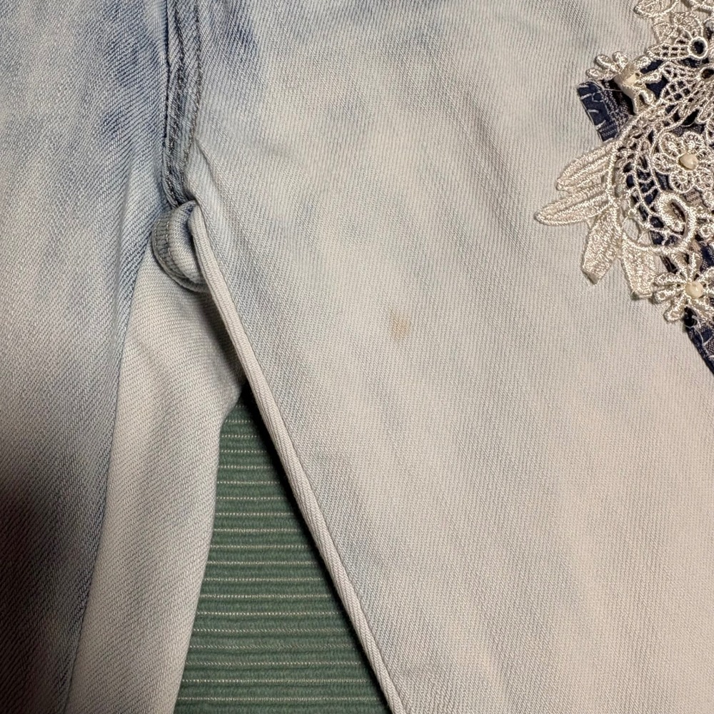 Lauren‎ Ralph Lauren Patchwork Lace Embroidered Light Wash Jeans Womens 0 - Picture 7 of 11